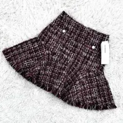 新品未使用 Lily Brown フリンジツイードミニスカート ピンク 0