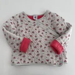 プチバトー 花柄キルティングカーディガン 24m/86cm