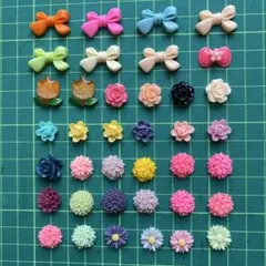 リボンと花のデコレーションパーツセット38個