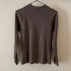 DISCOAT リブニット ハイネックセーター 長袖 ブラウン