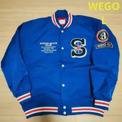 WEGO　ワッペン刺繍スタジャン　SUNDAY SKATE CLUB　ブルー　L