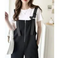 classicalelf ジャガード フロント ジップ サロペット パンツ 黒M