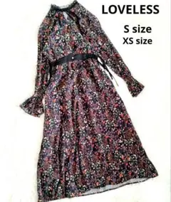 美品 LOVELESS ラブレス ロングワンピース 花柄 フレア 金ボタン S