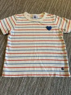 PETIT BATEAU ハートワッペン ボーダーTシャツ 95cmのサムネイル