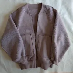 リバーシブル ジップアップブルゾン ボア スエード調