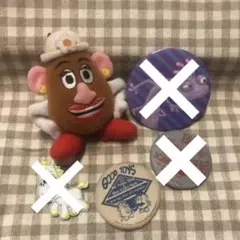 トイストーリー 缶バッチ キーホルダー ポテトヘッド ミセスポテトヘッド