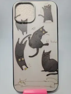iphoneケース　可愛い黒猫デザインのiphone15ケース　猫好き　猫雑貨