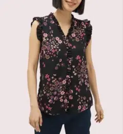 Kate Spade 花柄 フラワー袖フリルノースリーブトップス