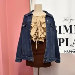 フリルレースアップブラウス+ニットスカートセットアップ♡Dios.min