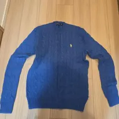 POLO RALPH LAUREN 青 ケーブルニットセーター XS