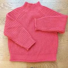 GU　オレンジ　リブ編み　長袖セーター　ハイネック　Mサイズ