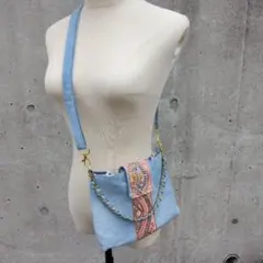 ジーンズリメイク　ショルダーバッグ　斜め掛け　ハンドメイド