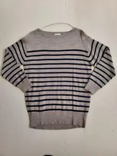 GUボーダー長袖ニットセーター　レディースS