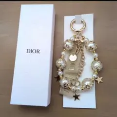 Diorキーホルダー キーリングノベルティ パール/星