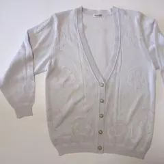 ミディエレガント透かし模様素敵なおしゃれカーディガン！身幅50着丈65薄いグレー