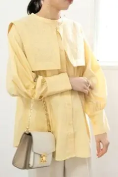 2022SSRANDAビッグカラー付きボリュームスリーブブラウス