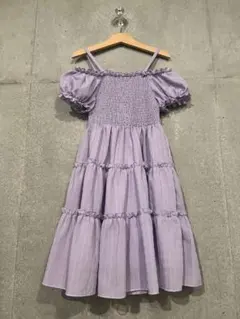 紫色 半袖ワンピース サイズ8y（130cm程度）