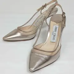 【極美品】 Jimmy Choo バックストラップ パンプス ゴールド 23cm