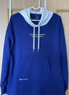 Champion ネイビー ホワイト フード付きパーカー M