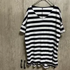 しまむら　CLOSSHI ストライプ Vネック 半袖 Tシャツのサムネイル