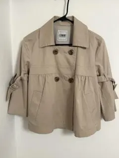トレンチコート ショート丈 ベージュ 袖ベルト ジャケット