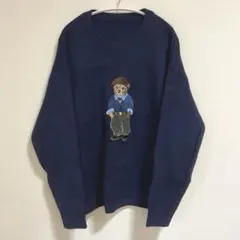 美品　ヴィンテージ風　ニット　ネイビー