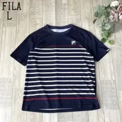 【FILA】ドライ　吸汗速乾　半袖カットソー　ボーダー　テニス　バトミントン　L