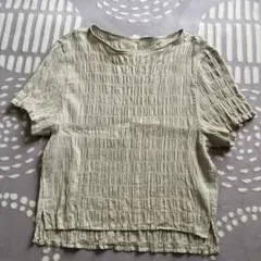 studio CLIP セージ ボートネック シャーリング tシャツ グレイ系のサムネイル