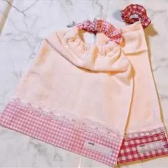 おりこうエプロン 二重 チェック フリル 女の子 2枚 エプロン スタイ 2 