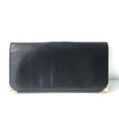 s1686 イヴサンローラン ブラック レザー 二つ折り財布 がま口 YSL