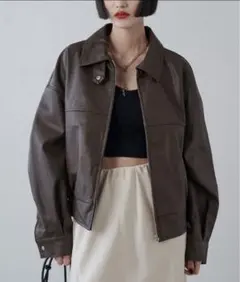 Lui’s シンセティックレザーブルゾン　レザージャケット　ブラウン