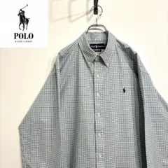 超人気❗️ラルフローレン　ワンポイントロゴシャツ　XL 90s刺繍古着希少レア長袖