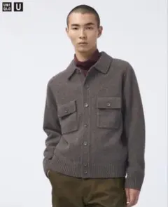 UNIQLO U ユニクロ ラムニットジャケット／カーディガン ブラウン S