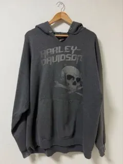Harley-Davidson スカルプリント パーカー グレー 2XL