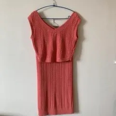 snidel クロシェニット　セットアップ　サーモン ピンク