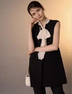 セルフォード　フリルパールネックロングジレ　新品未使用タグ付き