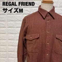 REGAL FRIEND 赤×ベージュ ヘリンボーン長袖シャツ M【2724】のサムネイル