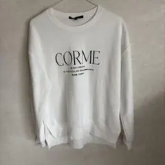 ホワイト プリント入り 長袖トレーナー