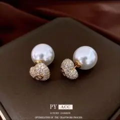 CD パール ハート ピアス【両耳】