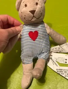 クマのぬいぐるみ ストライプ オーバーオール