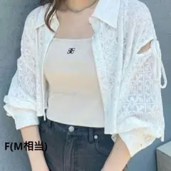 美品 CHICO 総レース ホワイト クロップドシャツ F(M相当)