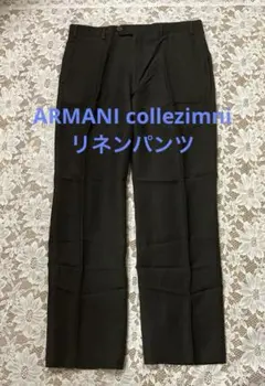 90s Armani Jeans コットン リネン ストレート スラックス 黒 - メルカリ