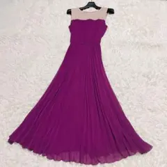 アナイ ANAYI プリーツロングワンピース バイカラー ピンク パープル