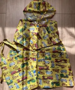 働く車　黄色　レインコート　Sサイズ イエロー　雨具