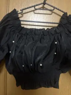 ems オフショルダー パフスリーブ トップス 黒