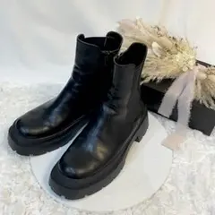 ✨美品✨ランダ　サイドゴアショートブーツ ブラック 厚底　サイドジップ　M