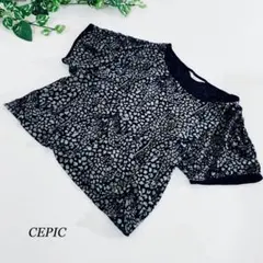 CEPICA アニマル柄半袖ブラウス 総柄カットソー L クルーネック