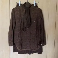 a ラルフローレン 90s ペイズリー柄 ボウタイブラウス セットアップ 