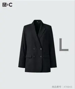 UNIQLO : C 感動ダブルジャケットリラックスフィットブラック Ｌ