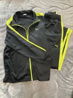 PUMA ジャージ上下セット 160黒/黄緑　トレーニングウェア、トレパン